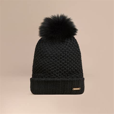 burberry hat with fur pom pom|Burberry Fur Pom Pom Beanie, $425 .